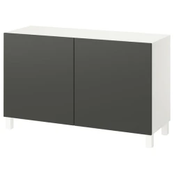 BESTA Kombin. odlaganje s vratima, bela/Lappviken/Stubbarp tamnosiva, 120x42x74 cm