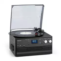 Auna Oakland DAB, retro stereo sustav DAB +/FM radio prijamnik, Bluetooth funkcija, vinil ploče, CD, kazete