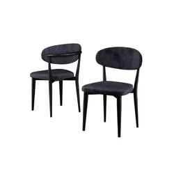 Hanah Home set trpezarijskih stolica Onex 4 kom, antracit bukle tkanina, crne drvene noge
