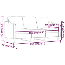 vidaXL Trosed svetlo siv 180 cm blago