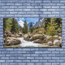 tulup.si Slika na platnu Stones river mountain forest 125x50 cm