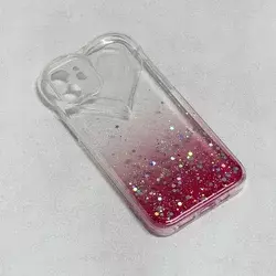 Maska za telefon Heart Glitter za iPhone 12 6.1 providno-roze
