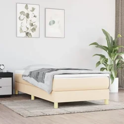 vidaXL Box spring postelja z vzmetnico krem 80x200 cm blago