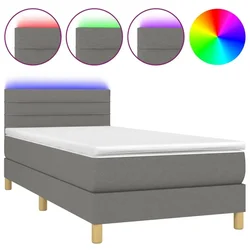 Vidaxl Box spring postelja z vzmetnico LED temno siva 100x200 cm blago