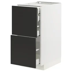 METOD / MAXIMERA Pod.orm.2front/2dnj/1srd/1vis.fiok, bela/Nickebo boja antracita, mat, 40x60 cm