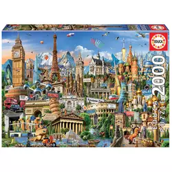 Puzzle Europe Landmarks Educa 2000 delov in Fix lepilo od 11 leta