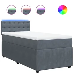 Vidaxl Box spring postelja z vzmetnico temno siva 80x200 cm žamet