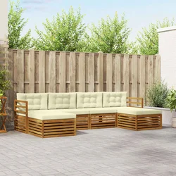 Setovi sofa 6 pcs Prirodna i krem Čvrsto drvo akacije