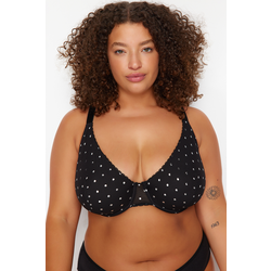 Trendyol Curve Black Polka Dot Stranded Mesh Plus Size Bra