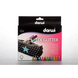 Darwi TEX GLITTER tekstilni markerji komplet 12 x 6 ml