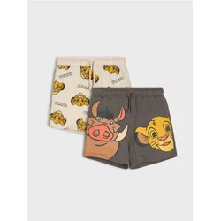 Sinsay - Pamučni šorts sa printom 2 pack The Lion King - tamno braon