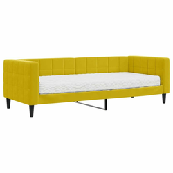 Dnevni krevet s madracem žuti 80 x 200 cm baršunasti