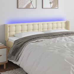 LED uzglavlje krem 203x16x78/88 cm od umjetne kože