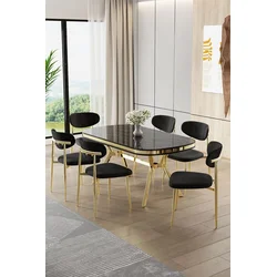 Hanah Home Trpezarijski set, 7 komada, Crni