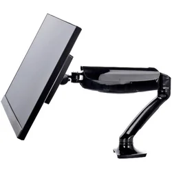 Flexible desk mount for single monitor with height adjustable gas spring. Deskmount with clamp or grommet. Monitor size 10~27, VESA 75x75