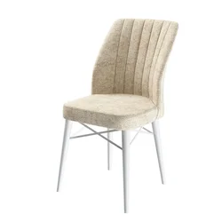 Hanah Home set trpezarijskih stolica Flex 2 kom, krem tkanina Babyface, bele drvene noge