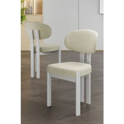 Hanah Home set trpezarijskih stolica Dore 2 kom, krem tkanina Babyface, bele metalne noge