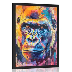 Plakat gorila v imitaciji umetniške slike - 60x90 silver