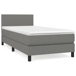 Vidaxl Box spring postelja z vzmetnico temno siva 90x190 cm blago