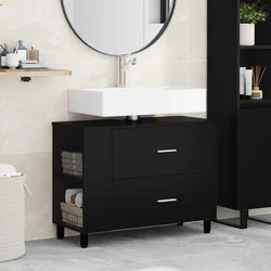 Toaletna jedinica Crna 80 x 35 x 60 cm Konstruirano drvo