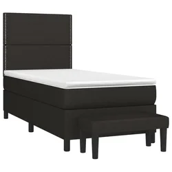 Box spring krevet s madracem crni 90x190 cm od tkanine