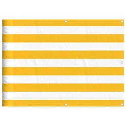 Vidaxl Balkonska pregrada rumeno-bele črte 75x1000 cm