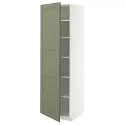METOD Visoki element s policama, bela/Axstad sivozelena, 60x60x200 cm