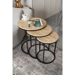 Hanah Home set od 3 pomoćna stola Milas 3, crni / bor