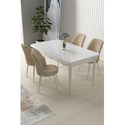 Hanah Home Set Trpezarijski sto i 4 stolice Nil, Krem-beli