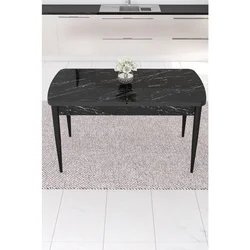Hanah Home trpezarijski sto Nef, 114 × 70 cm, ploča u dekoru crnog mermera, crne noge