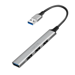 Logilink HUB 3.0, 4 x USB-A, ultra slim, aluminimum, siva