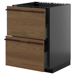 METOD / KNIVSHULT Pod.element sudop. i 2front/2fioke, Crnosiva/Stensta tamnobraon jasenov furnir, 60x60 cm