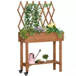 Homestar Dvignjena vrtna greda z mrežo 79x29x130 cm rjava