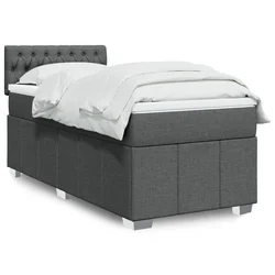 vidaXL Box spring postelja z vzmetnico temno siva 100x200 cm blago