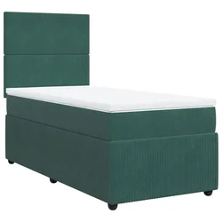 Vidaxl Box spring postelja z vzmetnico temno zelena 100x200 cm žamet