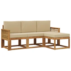 Set vanjskih sofa s jastukom 4 pcs Prirodna i bež Poliester