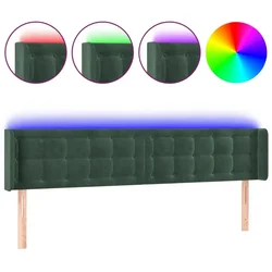 Vidaxl LED posteljno vzglavje temno zeleno 183x16x78/88 cm žamet