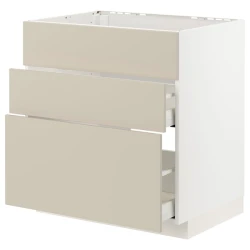 METOD / MAXIMERA Pod.element sudop. i 3front/2fioke, bela/Havstorp bež, 80x60 cm