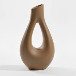 shumee Dekorativna vaza v obliki kapljice, rjava, minimalističen dizajn za rože