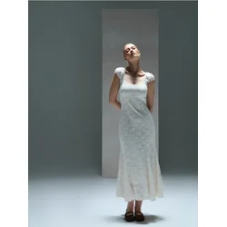 Sinsay - Čipkasta midi haljina sirena kroja - krem
