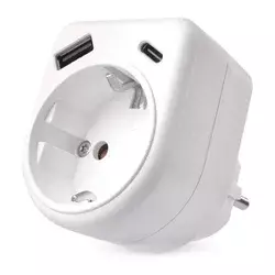 Delilec 1x, 1xUSB-A+1xUSB-C, bela
