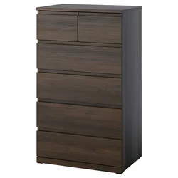 STORKLINTA Komoda sa 6 fioka, tamnosmeđa/im. hrastovine, 70x50x120 cm