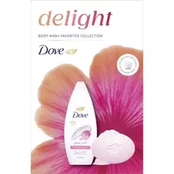 Dove Ženski kozmetički set Delight petal, Gel za tuširanje 250ml + sapun 90g + pufna