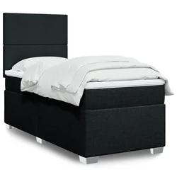 VIDAXL Box spring postelja z vzmetnico črna 100x200 cm blago