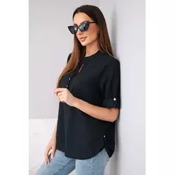 Črna bluza v stilu srajce Kesi