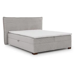 Svetlo siva boxspring postelja s prostorom za shranjevanje 160x200 cm Lysa – Ropez