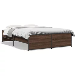 Okvir za krevet smeđi hrast 140x190cm konstruirano drvo i metal