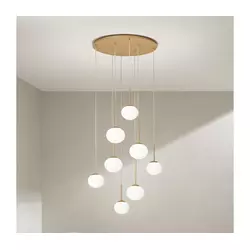 Ondaluce - Luster na sajli JEWEL 8xE14/10W/230V prečnik 70 cm zlatna/bela