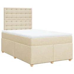 Vidaxl Box spring postelja z vzmetnico krem 120x200 cm blago