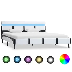 Okvir za krevet od umjetne kože LED bijeli 140 x 200 cm